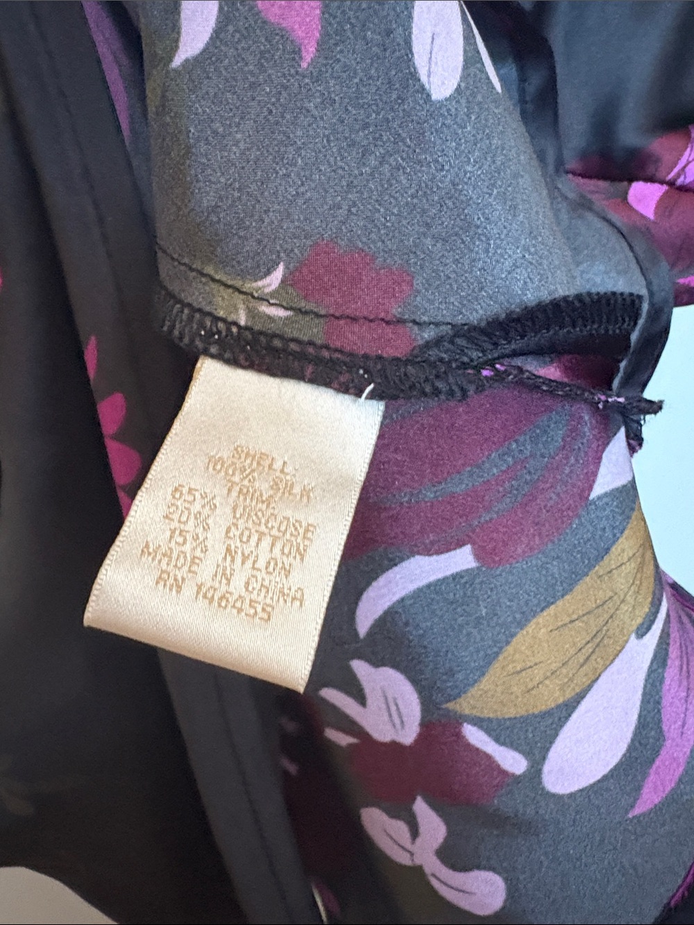Gold Hawk Silk Lace Trim Floral Cami - Black & Purple - Picture 4 of 5